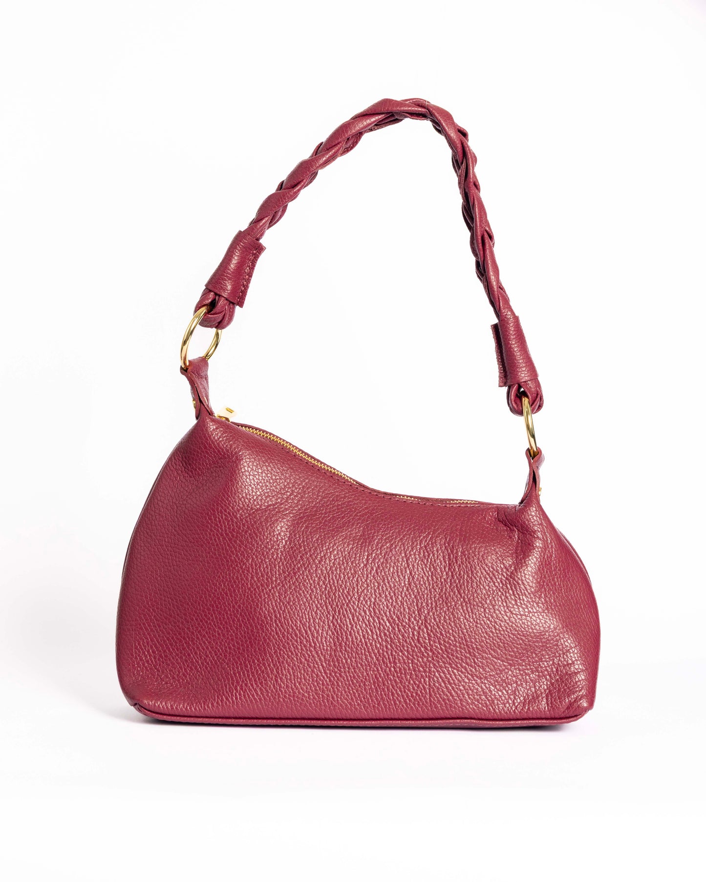 Sac Nour couleur Prugne en cuir grainé italien – 10ᵉme Paris